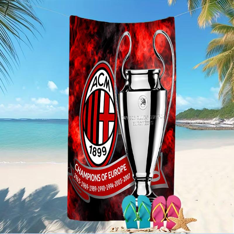Beach Towel with Associazione Calcio Milan Pattern - soft,absorbent,machine washable Lightweight&Modern,swimming,Travel Essentials