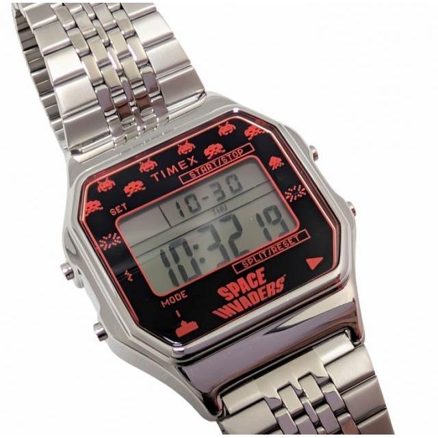 Like new Timex Watch Invader Digital Watch TW2V30000 Genuine Silver SPACE INVADERS TIMEX Limited Collaboration Model Men s Women s