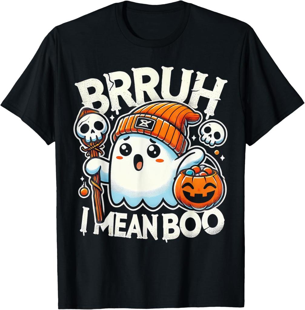 Bruh Ghost Halloween Cute Ghost Bruh Design Funny Unisex T-Shirt