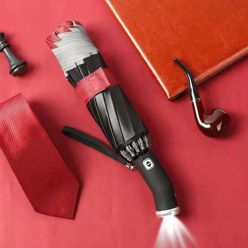 Windproof Reverse Automatic Lighting Umbrella Women Men Car Large Business 3Folding Umbrellas Reflective Stripe Gift Parasol