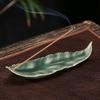 Bamboo Leaf Incense HolderMinimalist Ceramic Burner Long Stick Ash Catcher Handmade Zen Decor Aromatherapy Gift for Home