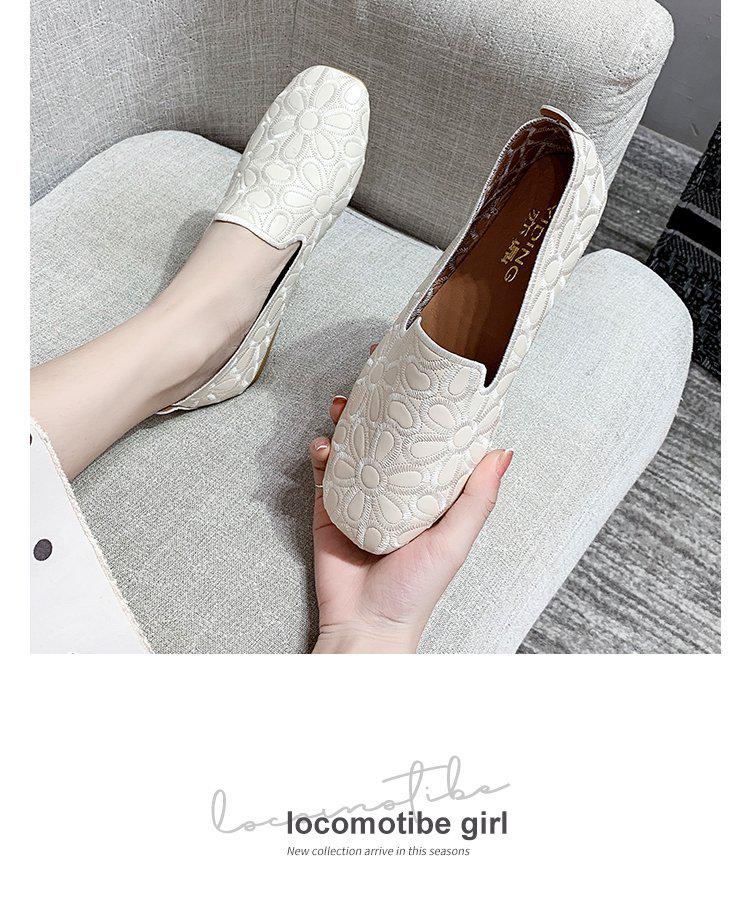 Women's Square Toe Loafers - Soft Leather, Hollowed-Out Flats for Spring/Summer 2025
