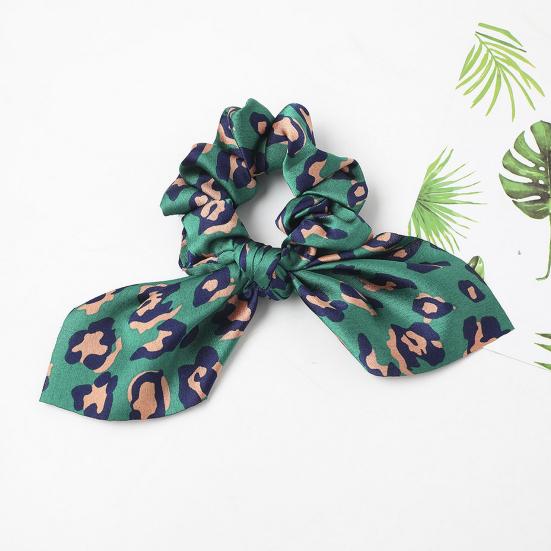 Kaninøre Hårring Leopardtrykk Glatt sateng hårslips Høy elastisk hodebunnsbeskyttelse Hår Scrunchie Hårtilbehør
