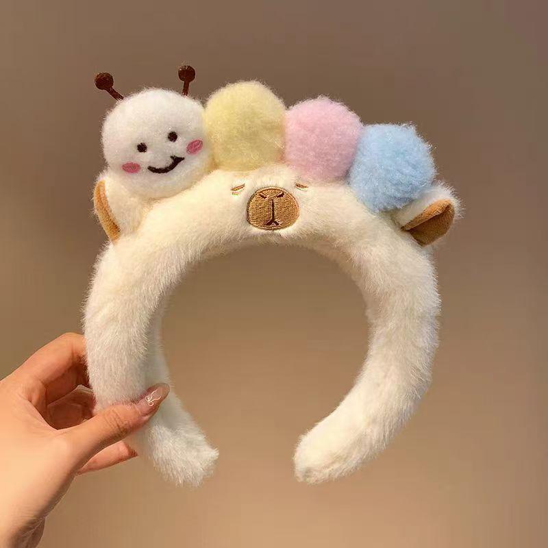 Plush Capybara Headbands Cartoon Kawaii Hair Hoop Headpiece Washing Face Hair Accessories