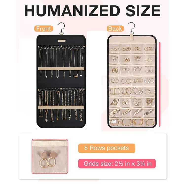 Portable Jewelry Rack with Metal Hook Jewelry Storage Roll for Storing Earrings