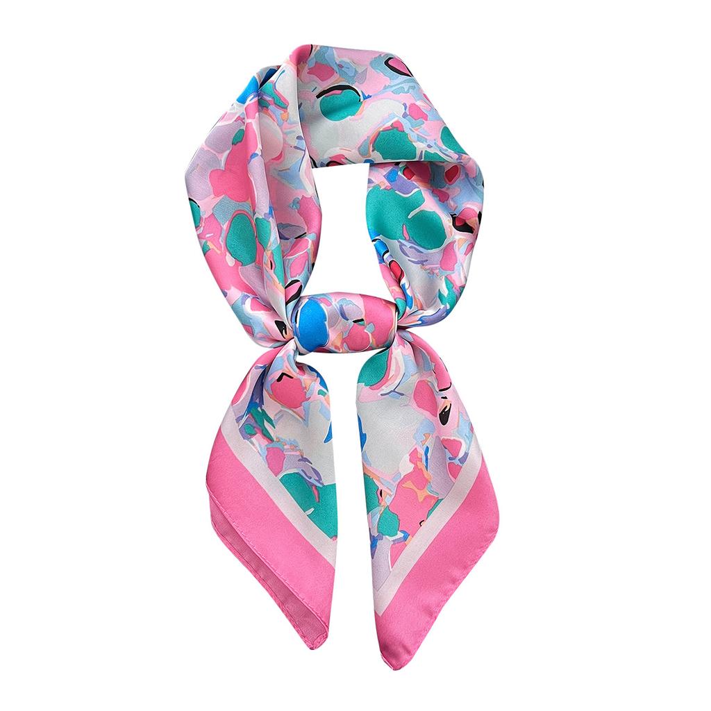 Color Printing Foreign Gas Simulation Silk Scarf Women'S Spring Summer Versatile Office Shawl Windproof Headscarf