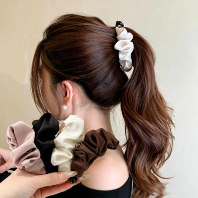 Korean Satin Pleated Vertical Hair Clip for High Ponytail and Twist Styles