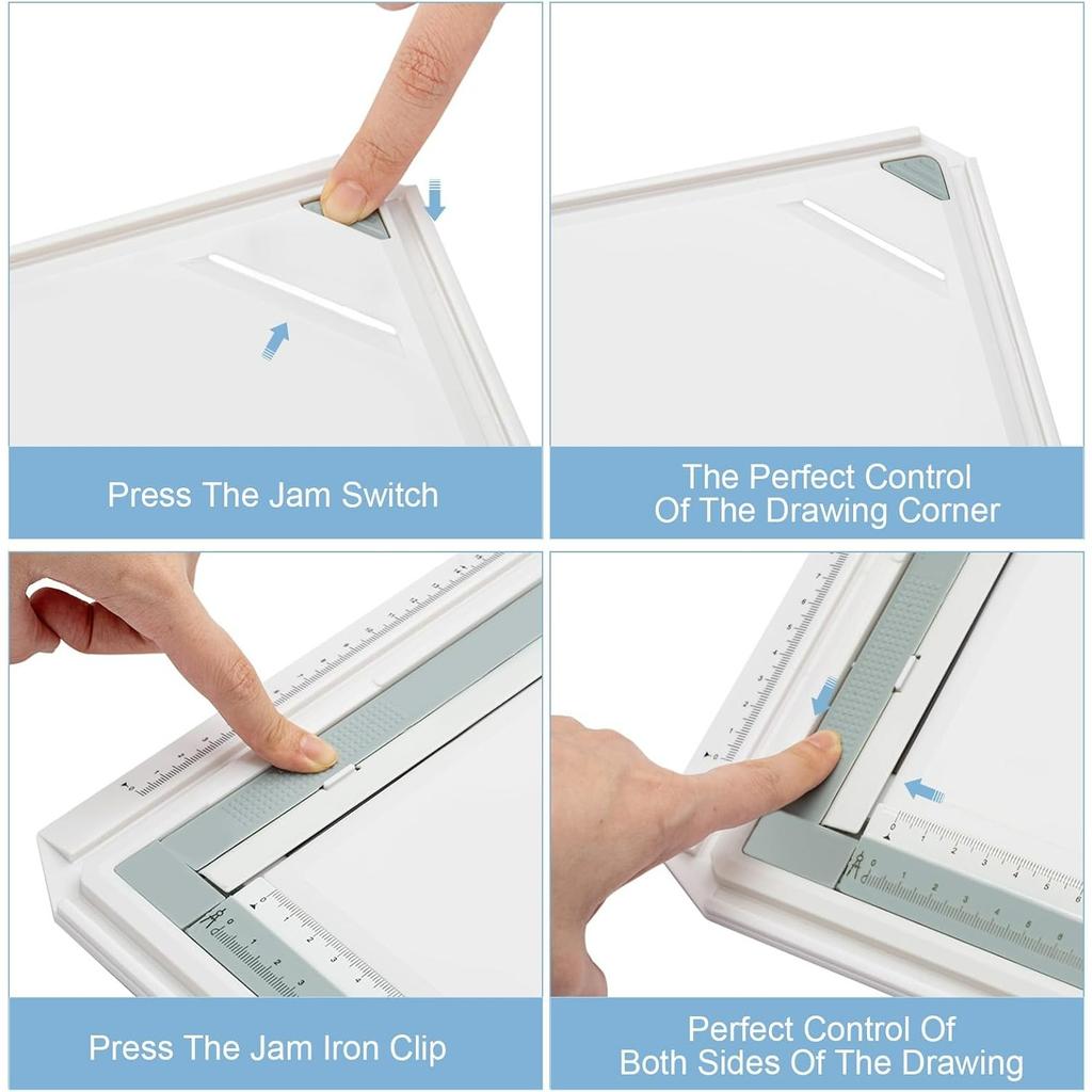 Tavolo da Disegno con Sistema ad Angolo Regolabile Tavolo da Disegno per Arte e Artigianato con Accessori per Movimento Parallelo per Studenti, Ingegneri, Artisti e Architetti