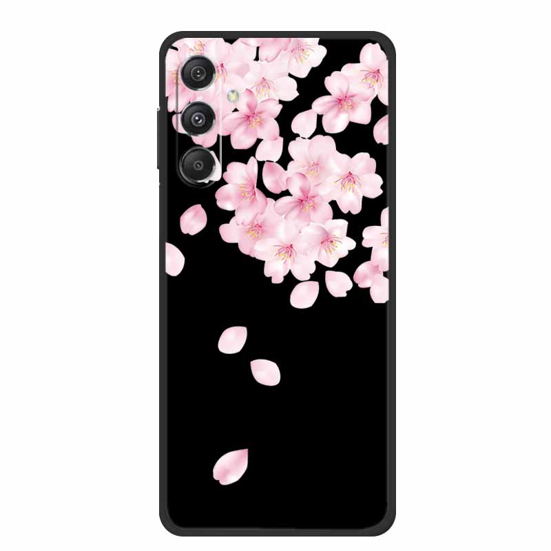 For Samsung Galaxy M36 A17 5G Case Flower Black Silicone Soft Back Cover For Samsung Galaxy S25 FE Plus Phone Case Coque Cartoon