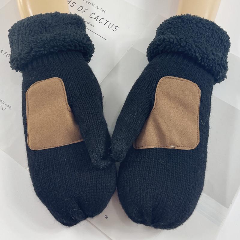 Unisex Touchscreen Knit Wool Gloves: Windproof, Warm, Velvet-Lined Mittens for Autumn/Winter Outdoors