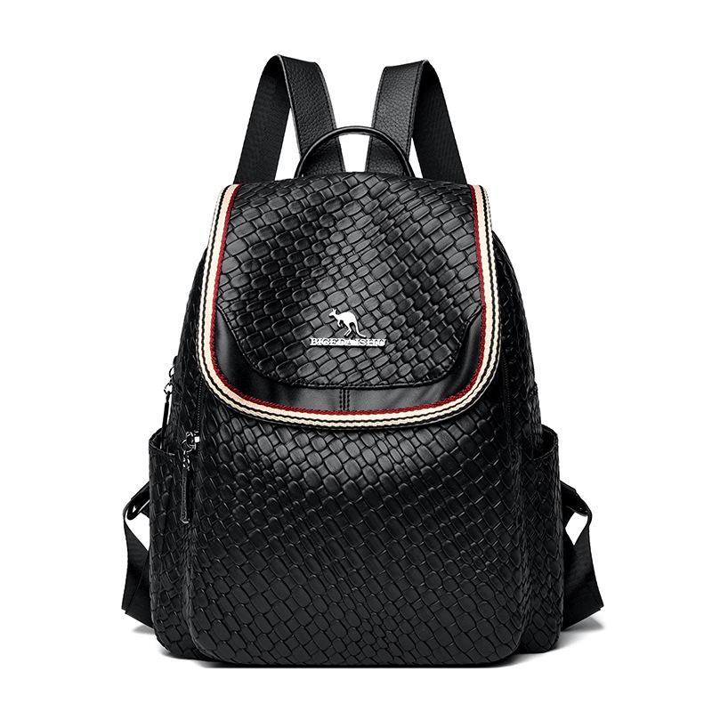 

Рюкзак Модная женская сумка из мягкой кожи для мамочек Большая вместимость Мягкий кожаный женский дорожный рюкзак чёрный