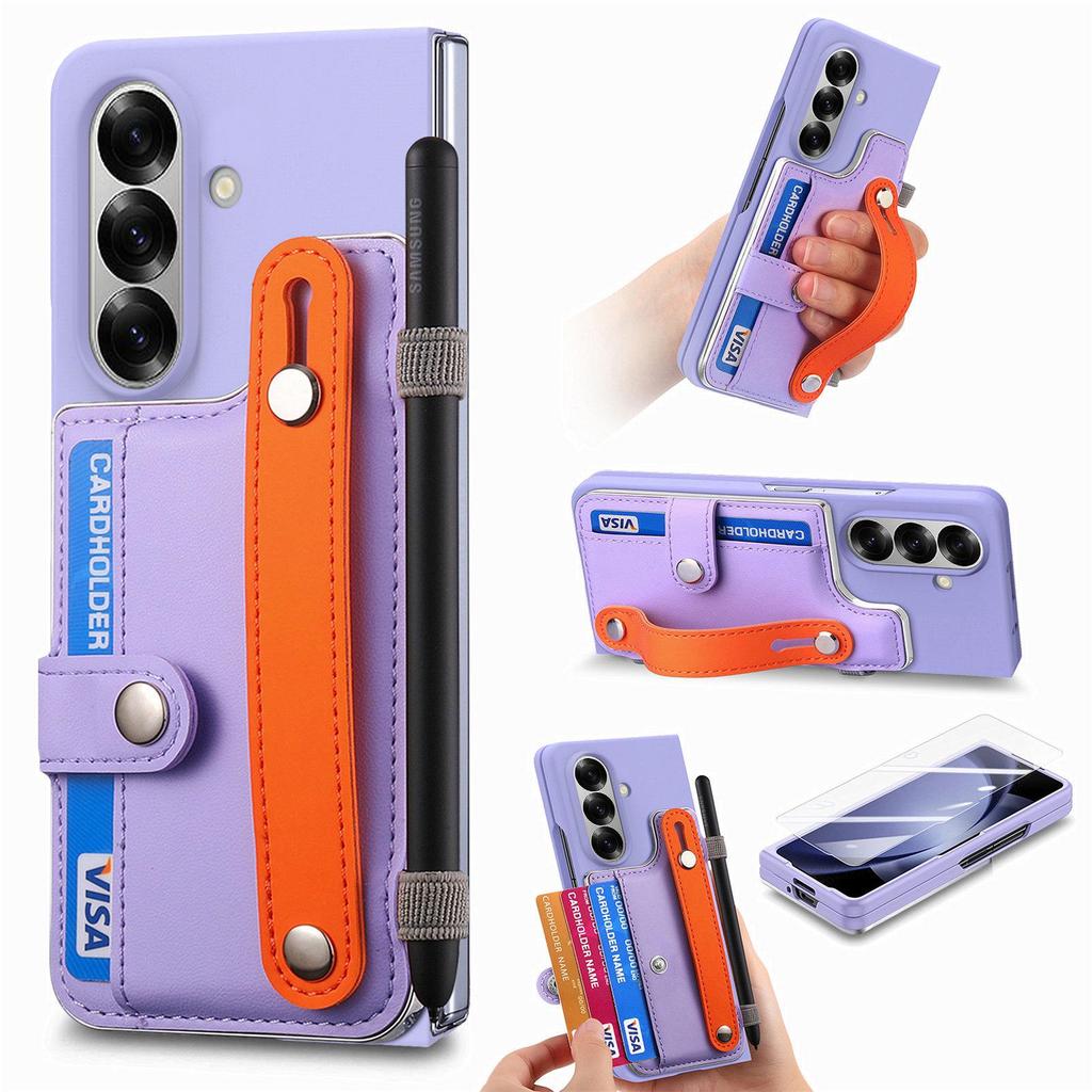 Samsung Z Fold7 Cross-Border Wristband Card Holder Case - Skin-Feel PC Shell with Integrated Film for Z Fold6