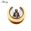 Alisouy 1PC 8-25mm Медный Будда Полукруг Седло Ушные Тоннели Заглушки Расширитель Растяжитель Измерители Серьги Пирсинг Украшения Для Тела