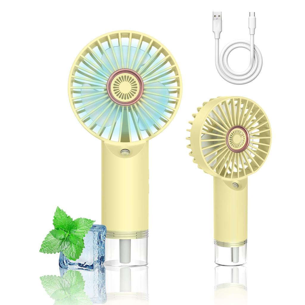 Portable Mini Handheld Mist Small but Adjustable Lightweight Spray Water Perfect for Indoors and Outdoors Fan, Powerful, 3-Level Airflow, USB-C