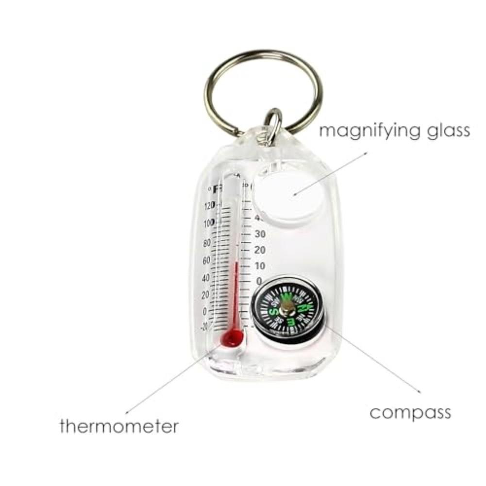 Lightweight Keychain with For Compass and Thermometer for Outdoor Exploration