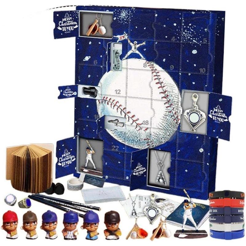 3D Baseball Adventskalender 2025, 24 Tage Baseballs Weihnachts-Feiertags-Countdown-Set für Baseballspieler Erwachsene Männer Teenager Jungen