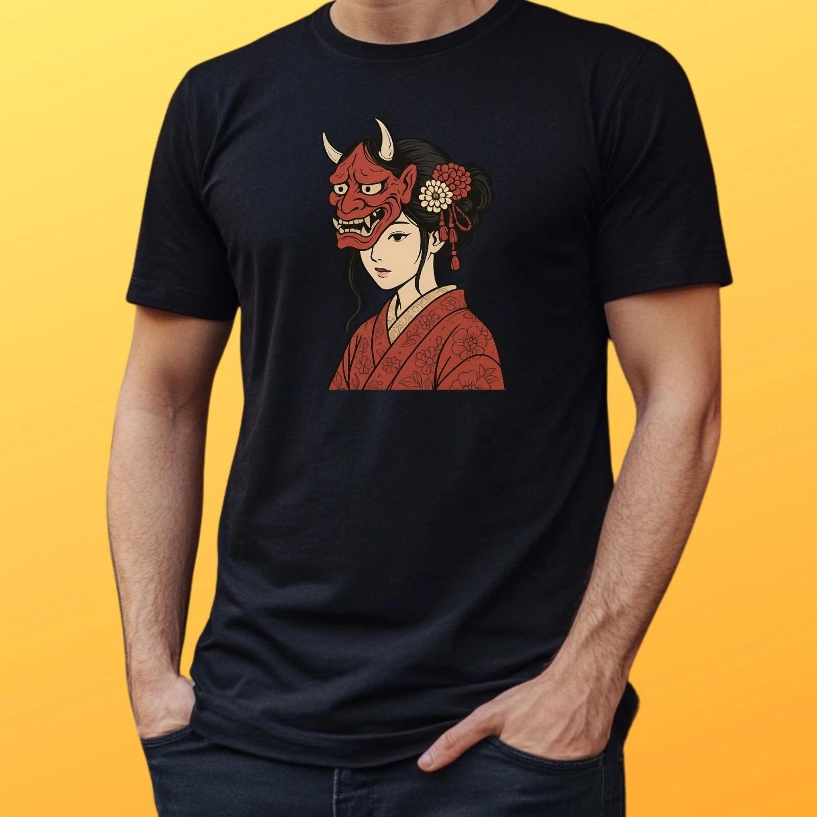T-Shirt Herren Oni-Maske Mädchen Motiv Baumwolle Größe S bis 5XL XL
