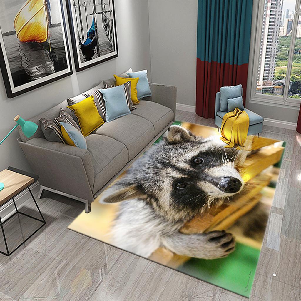 Bathroom Entrance Non-Slip Mat Living Room Balcony Kitchen Bedroom Rug Cute Raccoon Rug Cute Animal Rug