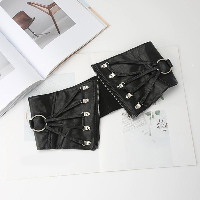 Gothic Solid Color Lift Up Female Waist Corset Wide Faux Leather Belt Women Fashion Slimming Waistband Elastic Corsets