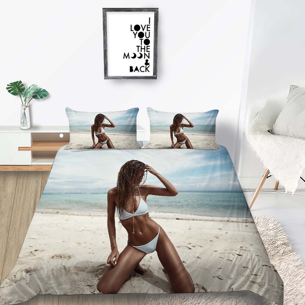 Bikini Duvet Cover 3D Printing Bedding Set Creative Home Textiles Microfiber Bed Cover Man Woman King Size Bed Spread