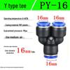 Pneumatic Air Tube Quick Connector PE8 Straight Tee with Reducing Blue Cap PEG8-6/10.