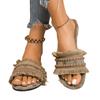 Bohemian Flat Open-toed Cool Slippers Women's Summer Fashion Outer Wear Fringed Women's Slippers Large Size Women's Shoes Batch