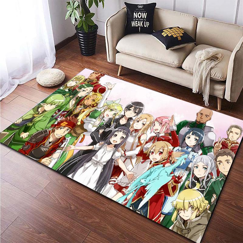 Hot Anime SAO Sword Art Online Modern House Living Room Floor Matte Bedroom Carpet Poster Mat Pattern Decorative Square Rug Gift