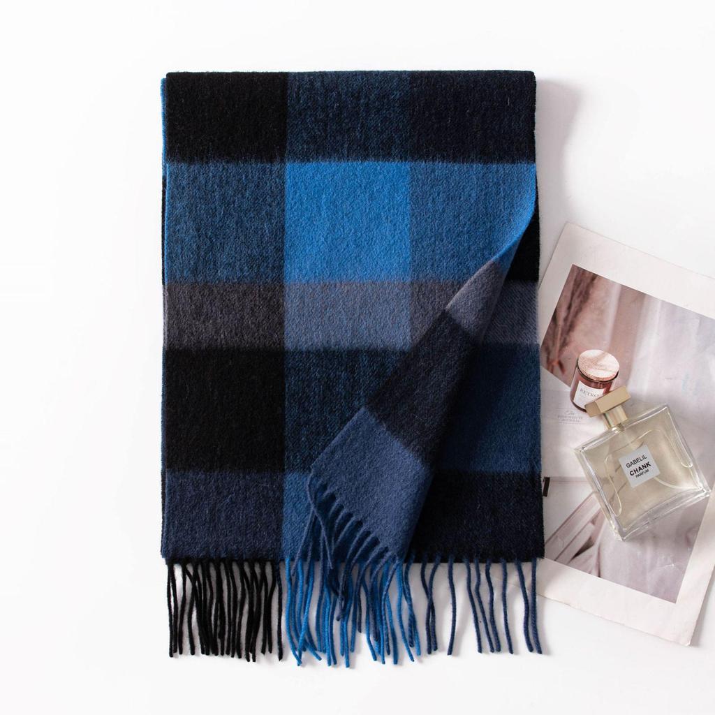 Elegant Korean-Style Plaid Wool Scarf with Tassels – Women's Autumn/Winter Neck Warmer Gift