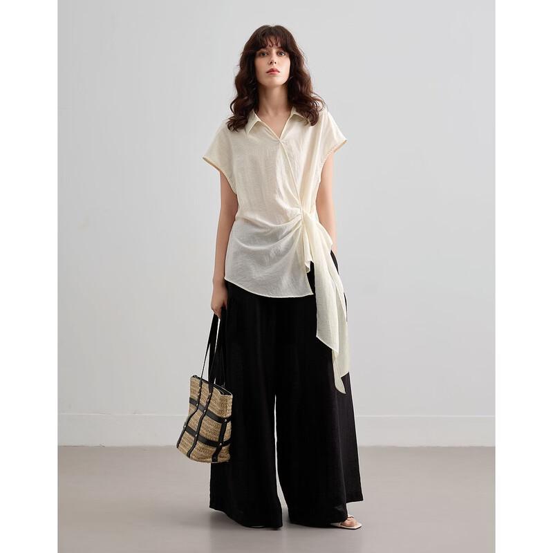 Demana Women's Side Knot Linen Blend Shirt