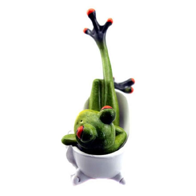Cute Bathtub Bathing for Frog Art Sculpture Animal Figurine Ornament for Room De