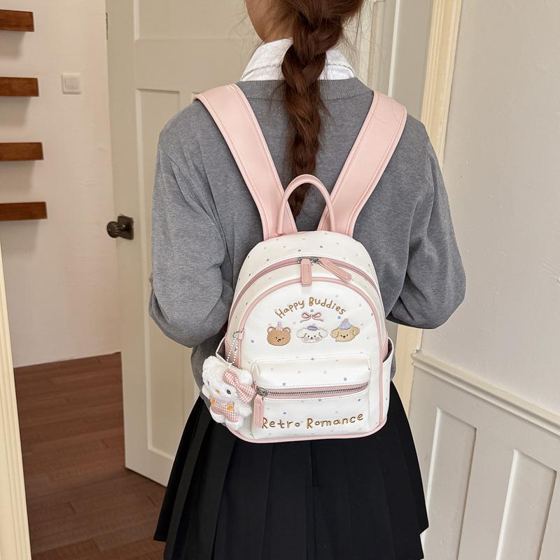 Schoolbag Sweet Cartoon Love Printed Backpack Korean Niche Design Cat Backpack Large Capacity Leisure Travel Bag