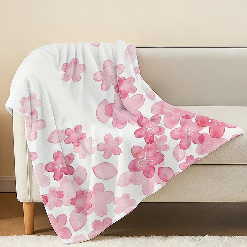 All-Season Thick Flannel Blanket,Cherry Blossom Series, Soft & Skin-Friendly, Warm Comfort for Home & Guest Room Perfect for Christmas & Halloween