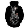 Autumn Winter Retro Skull Series 3D Digital Printed Men's Loose Fitting Pullover Hoodies Fashionable Long Sleeved Hoodies