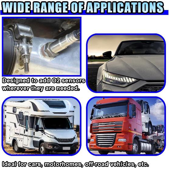 2 Pair M18 X 1.5 Notched Style Bung and Plug, Stainless Steel Fitting Plugs Car Oxygen Sensor Mounting Bungs, Universal Weld Plugs Auto Sensor