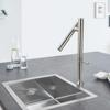 Rubinetto per Lavello da Cucina Acciaio Inossidabile 304 Miscelatore Acqua Fredda e Calda Monocomando Rotazione 360° Cartuccia Ceramica