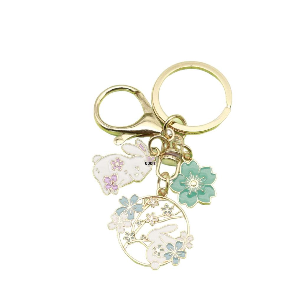 Japanese Sakura Rabbit Keychain Pendant – Cute Handmade Bag & Car Accessory