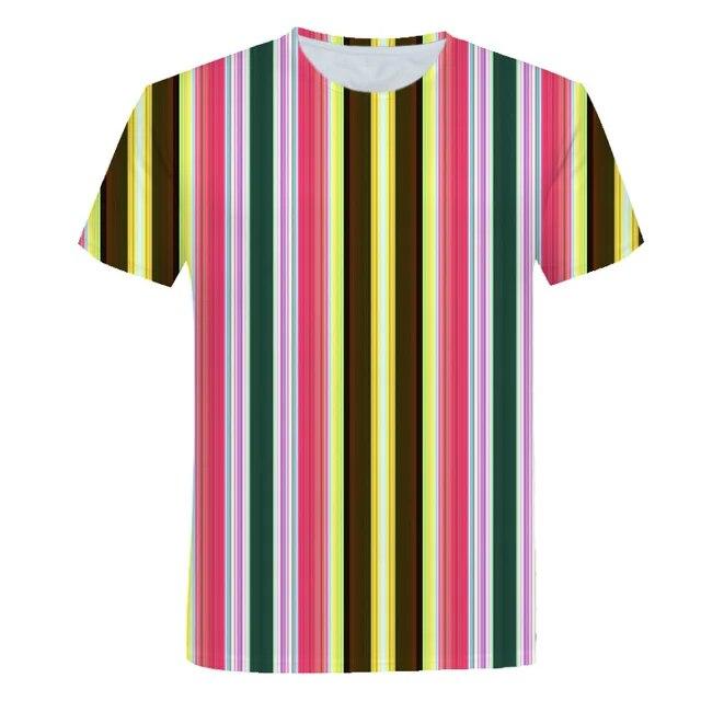 Summer 3D T Shirt Print Short Sleeve Striped Print Men T Shirt O Neck Men Harajuku XS-6XL