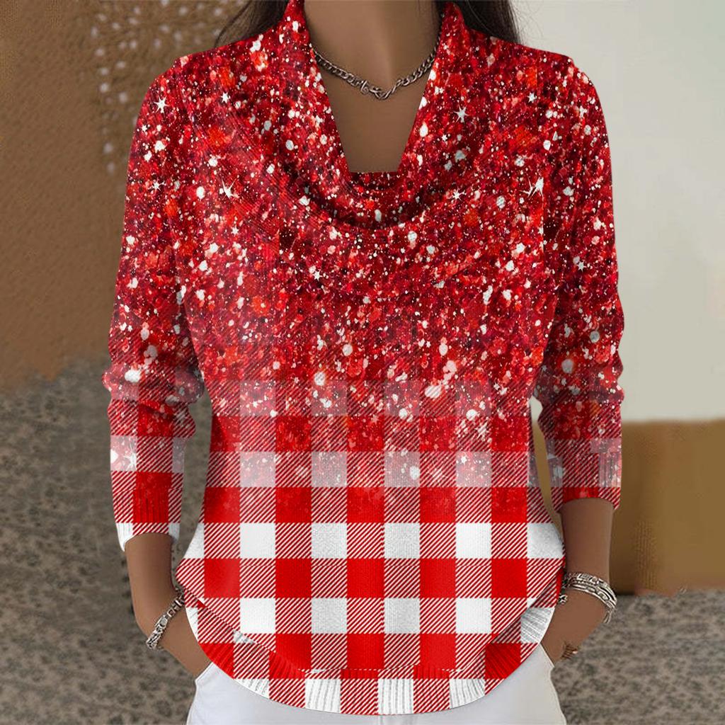 Dámský ležérní a módní svetr s dlouhým rukávem a potiskem, kulatým výstřihem