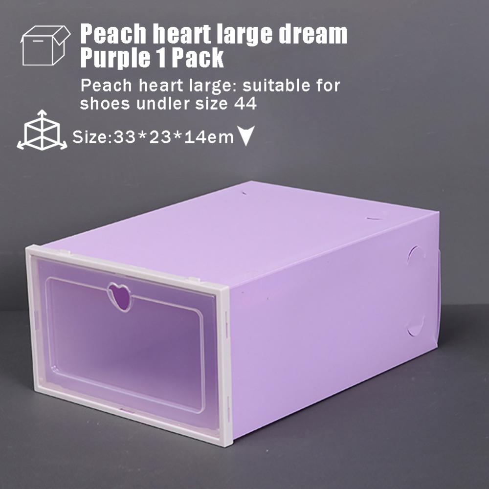 

Коробка для хранения обуви Прозрачный органайзер с выдвижными ящиками Коробка для обуви Шкаф для обуви Пластиковая штабелируемая коробка Отдельное хранение Простая полка для обуви пурпурное сердце