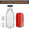 300ml Glass Juice Bottles with Lids Square Reusable Drinking Jars for Juicing, Milk, Kombucha Octagonal Vintage Juice Bottle
