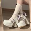 2024 Pumps Lolita Shoes Platform Mary Jane Shoes Star Buckle Strap Women Cross-tied Pu Leather Girls Rivet Casual Shoes Kawaii