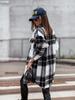 European and American Style Women's Mid-Length Plaid Woolen Coat