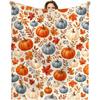 1pc Cozy Flannel Blanket Suitable for Seasons - Thick Warm Fall Harvest Print with Pumpkins, Berries & Leaves, Machine Washable Bedspread for Travel,
