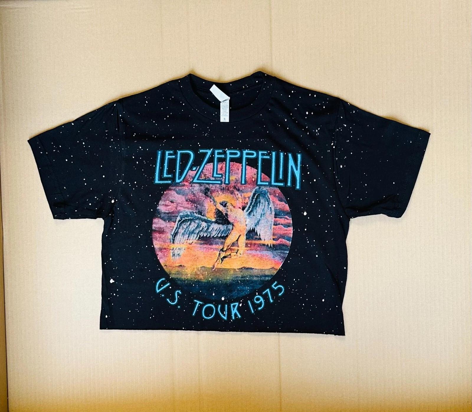 Ledzeppelin crop top tshirt bleached L