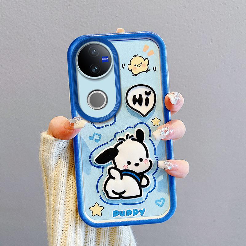 KEYSION Shockproof Case for VIVO V50 5G with Lanyard Soft Silicone Cute 3D Cartoon Doll Phone Back Cover for VIVO V50