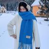 Blue High-end Soft Waxy Camel Wool Knitted Scarf Women's Winter Wool Warm Neck Protection Scarf Thickened and Versatile