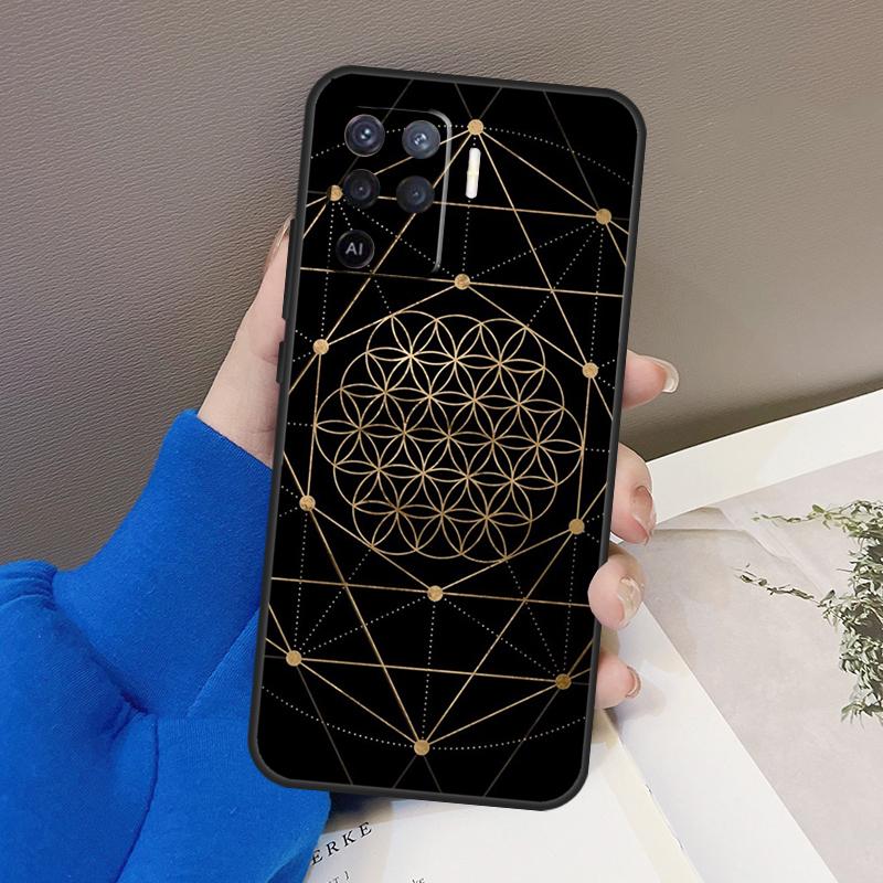 Flower Life In Lotus Pastel Golds Case For Oppo A77 A57 A17 A60 A80 A40 A74 A54 A94 A78 A98 A18 A38 A58 A96 A76 A16 A15 A5 Pro