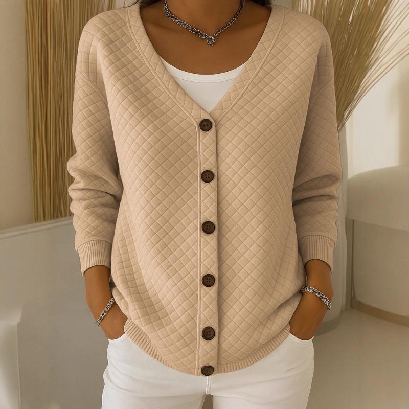 Autumn Winter New Women's Casual Loose Fashion Plaid Long Sleeve Knit Cardigan Hoodie Jacket