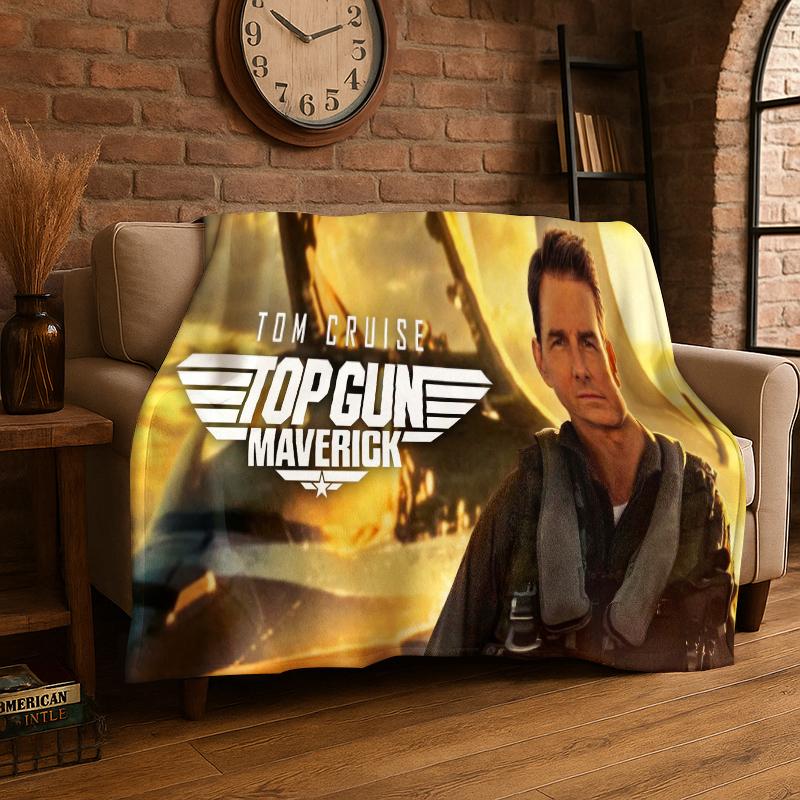 Classic Movie Top Gun Sign Tom Cruise Flannel Blanket Soft Warm Throw Blanket for Bedroom Living Room Bed Travel Picnic Gift