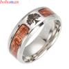 New Nordic Vikings Runes Amulet Life Tree Ring Men Stainless Steel Mosaic Wood Semi-circle Rings For Women Mens  Gift